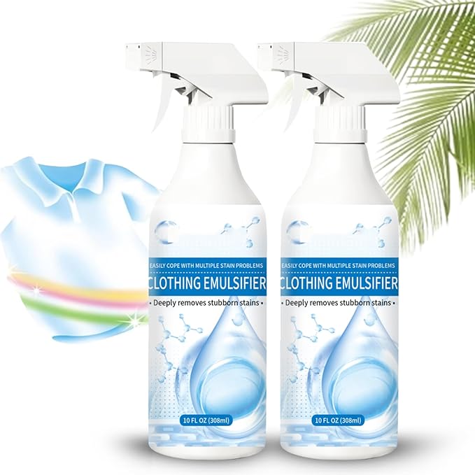 Clothing Emulsifier, 300ML Non Ionic Emulsifier Stain Remover,Powerful Laundry Stain Remover Spray, Clothes Oil Cleaning Remover, For Grease, Oil, Food On Clothes And Shoes (2PCS)