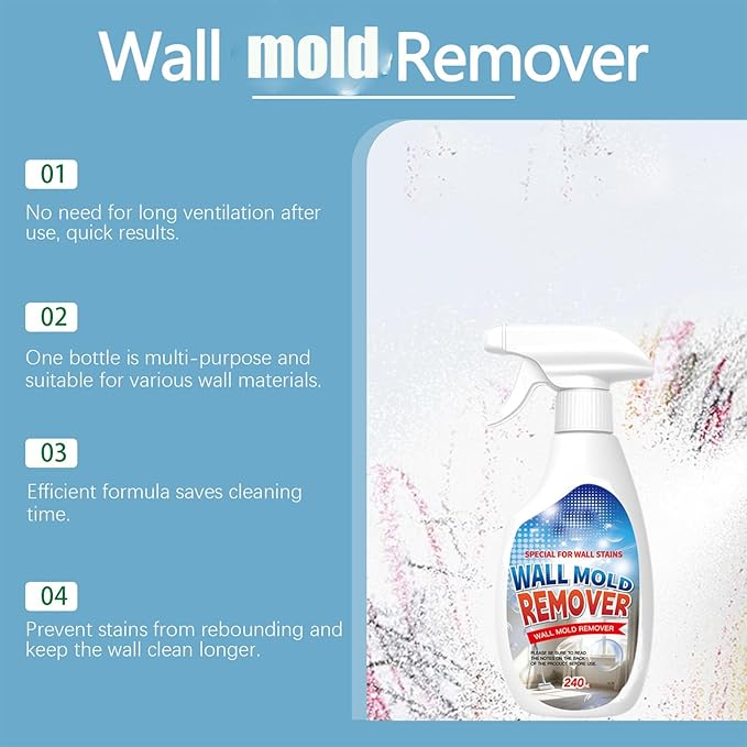 Highly Effective Removal Spray, 8.12 Fl.Oz Wall Cleaner Spray, 2026 New Multifunctional Cleaning Solution, Powerful Stain Remover for Wood, Tile, Fabric, Kitchen & Bathroom Surfaces (1PC)