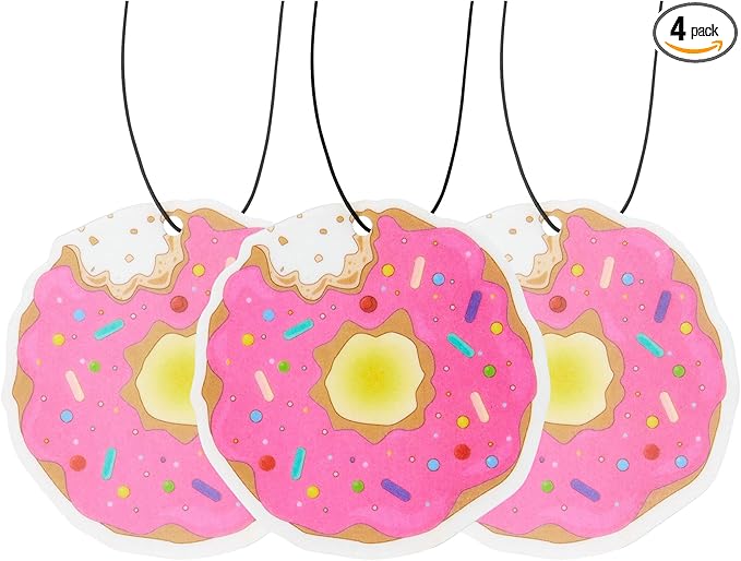Fresh Fresheners Cute Funny and Aesthetic Car Air Fresheners 4-pack Scented With Premium Oils (Donut)