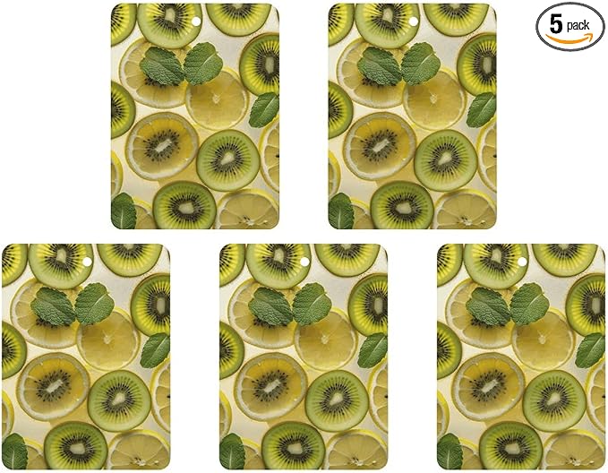 5 PCS Car Air Fresheners Hanging Fragrance Scented Cards Sliced Lemon And Kiwi in Drink Car Aromatherapy Tablets for Car Wardrobe Shoe Cabinet Eliminate Odors Card