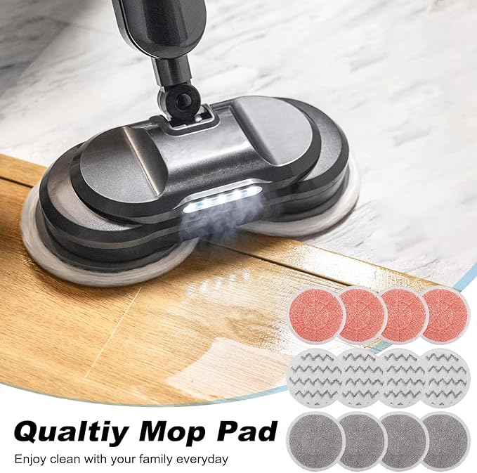 3897A Replacement Steam Mop Pads: 12 Packs Spin Mop Refills Compatible with Bissell Spinwave 3897A 3712C 3712W SmartSteam Scrubbing Steam Mop - Hard Floor Steam Mop Washable Pads (Heavy & Soft)