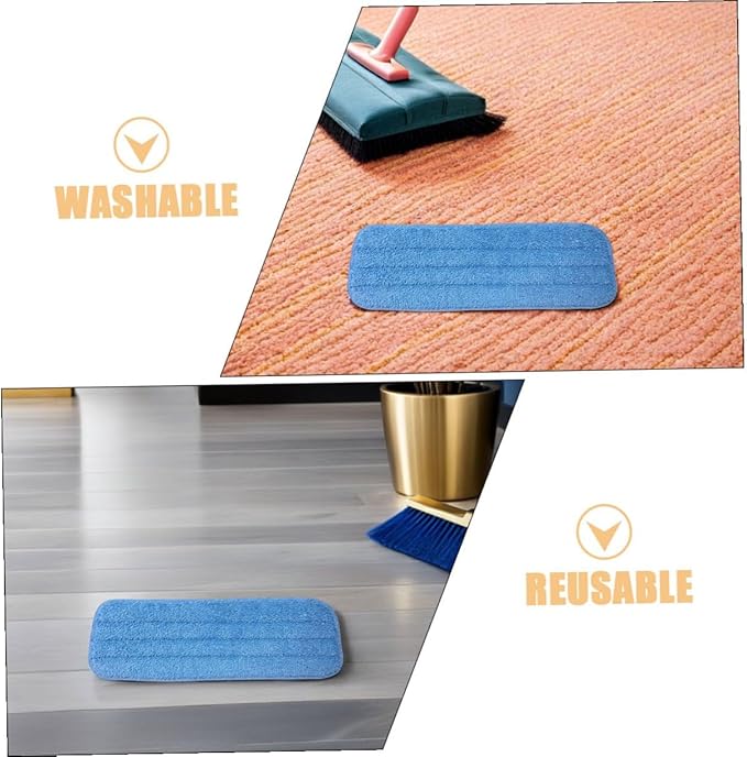 Toyvian 10pcs Microfiber Mop Cloth Replacement Pads Washable Mop Heads for Wet and Dry Floor Cleaning Blue Refills for Hardwood and Tile Floors