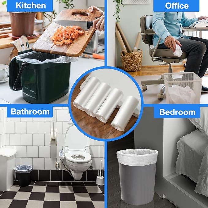 Charmount Small Trash Bags 1.2 Gallon, 102 Count Garbage Bags Bathroom Trash Can Liners,fit 4.5-5 Liter Clear