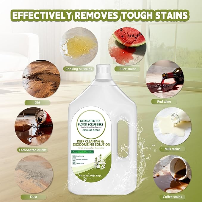 82 FL OZ/2.42 L Jasmine Scent Floor Cleaning Solution Compatible with Tineco iFLOOR 2/3/5 & FLOOR ONE S3/S5/S6/S7 PRO, Floor Cleaner Refill for All Cordless Wet/Dry Vacuum & Robot Vacuums Mop