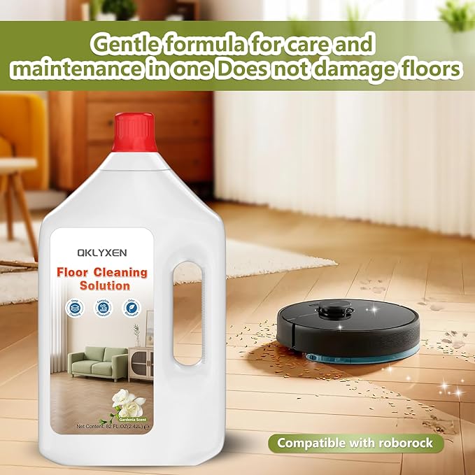 82FL OZ/2.42L Gardenia Scent Floor Cleaning Solution Compatible with Roborock (Q5/Q7/Q8/Q10/S7/S8/Saros 10R/F25/Qrevo Series), Floor Cleaner for All Robot Vacuums & Wet Dry Vacuum with Mopping