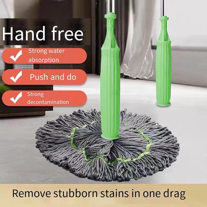 2 in 1 Dehydrated Mop, Self Wringing Twist Mop, Wet Dry Microfiber Mop Spin Mop, with 2 Mop Head Replacement, House Mops for Hardwood, Tile, Vinyl Floor Cleaning