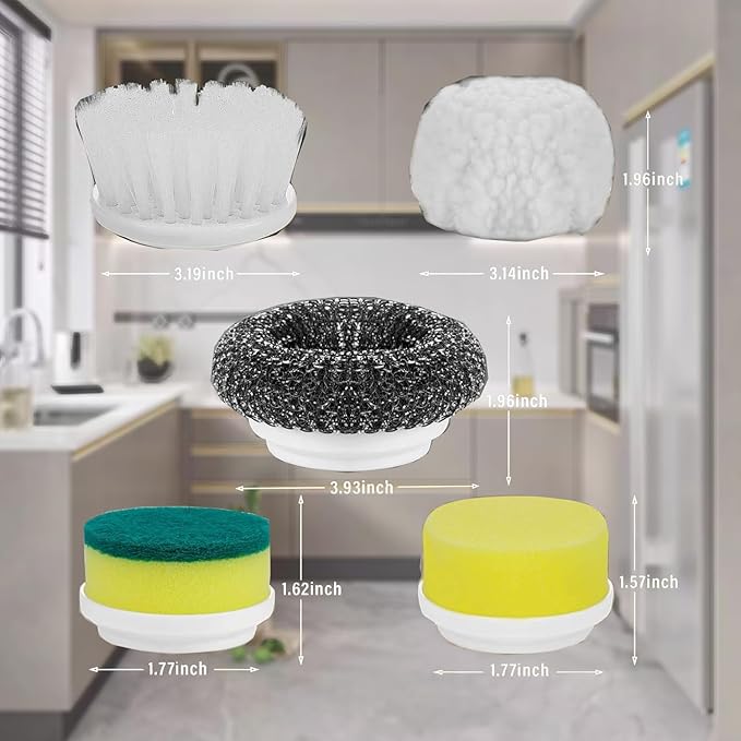 Electric Spin Scrubber, Cordless Cleaning Brush with 9 Replaceable Brush Heads, Tub and Floor Tile 360 Power Scrubber Dual Speed with Adjustable Detachable Handle for Bathroom Kitchen Car (6)