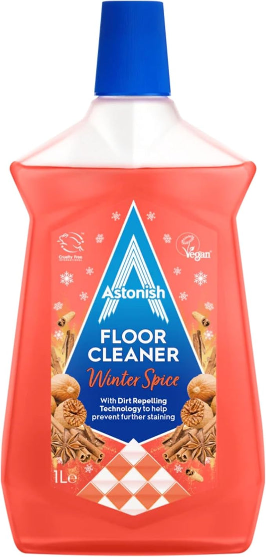 Astonish Floor Cleaner with Dirt-Repelling Technology, Winter Spice Scent - Protective Shine Coating, Stain Lifting Action, Warm Seasonal Fragrance for Sealed Surfaces, Hard Floor Cleaning Solution