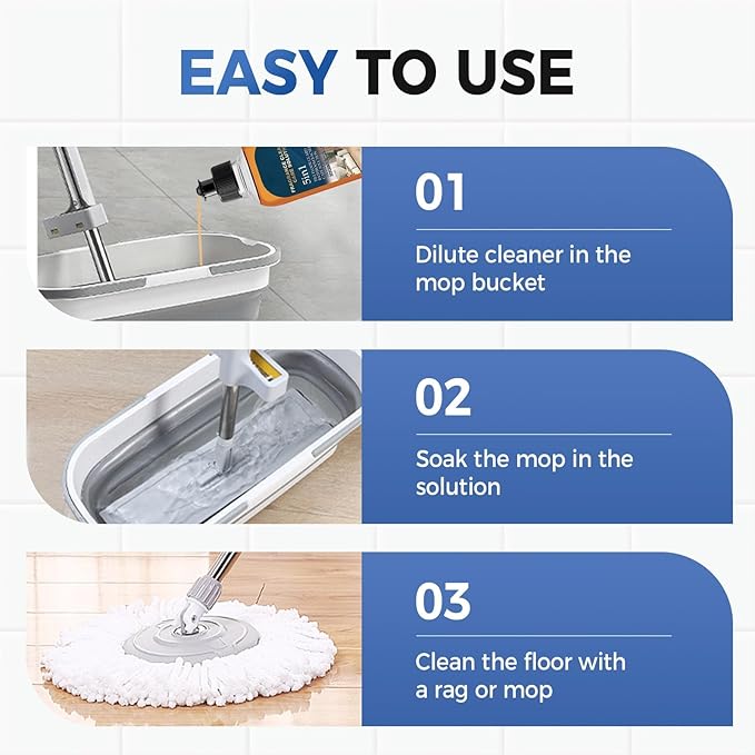 5-in-1 Floor Cleaner - Fragrance Cleaning Care Solution & Dual-Action Stain & Odor Remover - Natural Shine for Hardwood, Tile & Laminate - Multi-Surface Cleaner for Home, Kitchen & Bathroom (1pcs)