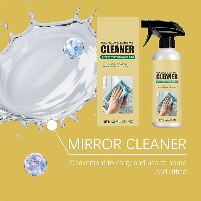 Vehicle Glass Cleaner, 120ml Windshield Stain Remover, Small Bottle Auto Cleaning Solution, Harmless Spray Formula Feature, Car Window Care for Office Apartment Home Restaurant Shower Door Use