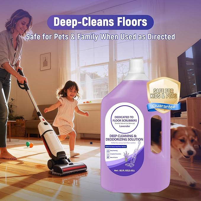 Floor Cleaning Solution Compatible with Tineco – 82 FL OZ Lavender Floor Cleaner – Long-Lasting, Fresh & Crisp Scent – For All Cordless Wet/Dry Vacuum Mop Cleaner & Robot Vacuums with Mopping