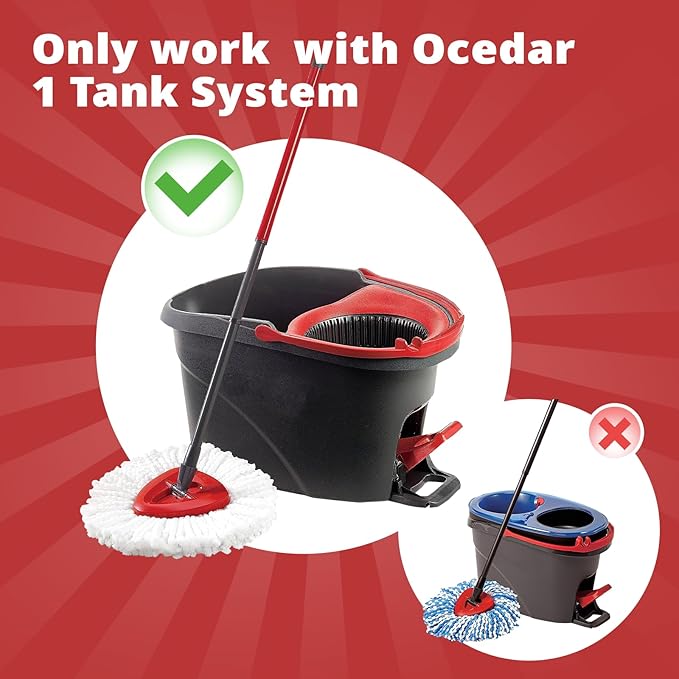 3 Pack Spin Mop Replacement Head + 3 Pack 40% More Cleaning Power Mop Replace Head for Ocedar Easy Wring 1-Tank System