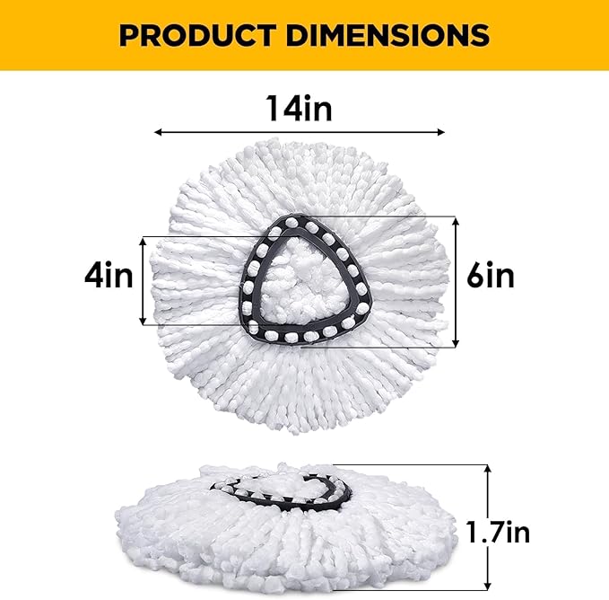 Mop Head Replacement for Ocedar, Spin Mophead Replacements, Compatible with Cedar Easywring 1-Tank System, Microfiber 6 Pack 360 Degree Swivel Mop Refills, Machine Washable and Easy to Replace