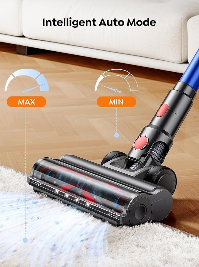 Cordless Vacuum Cleaner, 650W with Extra Mattress Cleaning Tool, 55KPA Stick Vacuum Cleaners for Home 70 Mins Runtime, Self-Standing, Wall Mount Charging, Rechargeable Vacuum for Floor Carpet Pet Hair