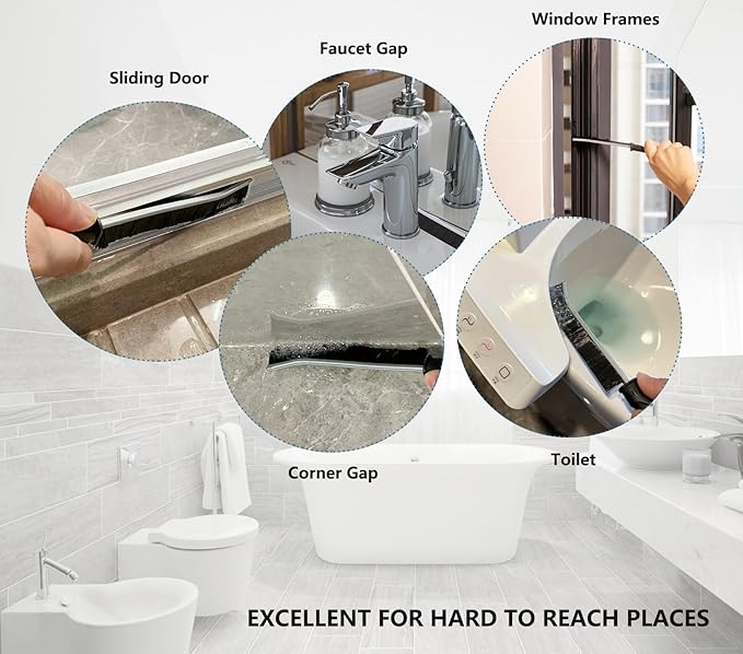 Ginsco 7 Pcs Hard Bristle Crevice Cleaning Brush Kit, Multifunctional Hand Held Gap Cleaning Tools for Small Corner Window Track Kitchen Bathroom