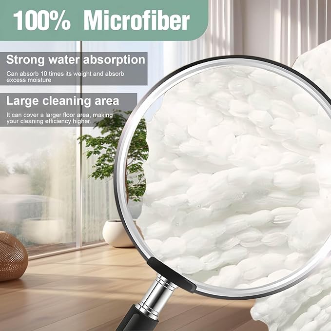 Spin Mop Replacement Handle, Upgraded Reinforced Locking 360° Spinning Adjustable Cleaning Mop, 2 Reinforced Locking Telescopic Rods + 3 Reusable Microfiber Mop Refills + 1 Stainless Steel Tray
