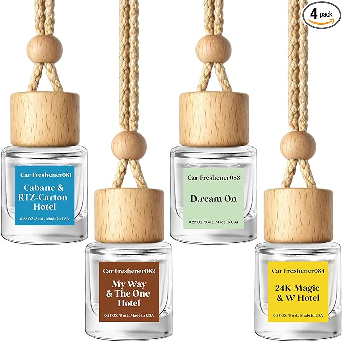 C Classy Car Air Freshener Hanging 4 Pack, Hotel Scent Essential Oil Diffuser for Cars, Cute Car Accessories, Long-Lasting Fragrance, C ar Fresheners for Women&Men, Made in USA