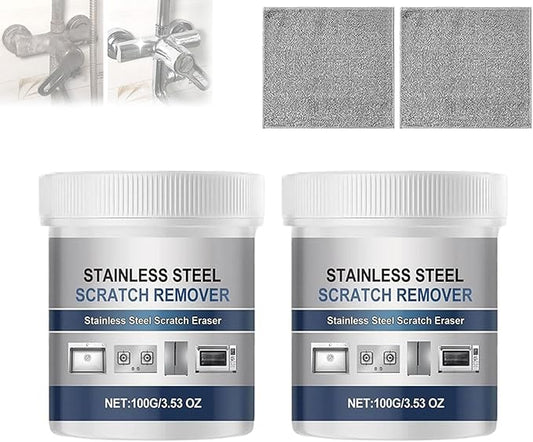 OKLJ Stainless Steel Scratch Remover Kit, Stainless Sink Restorer, All-Purpose Restorer Rust Remover, Multi-purpose Stainles Steel Scratch Removers Paste for Kitchen,Oven,Appliances,Sink,Cook (2pcs)