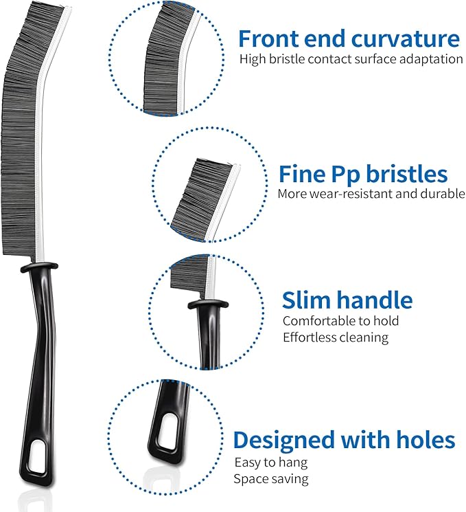 8Pcs Hard Bristle Crevice Cleaning Brush Set,Heavy Duty Grout Brush Kit, Deep Clean Brush for Stove, Window Track, Tile Gap Cleaning, Car Interior Gap Cleaning Tools