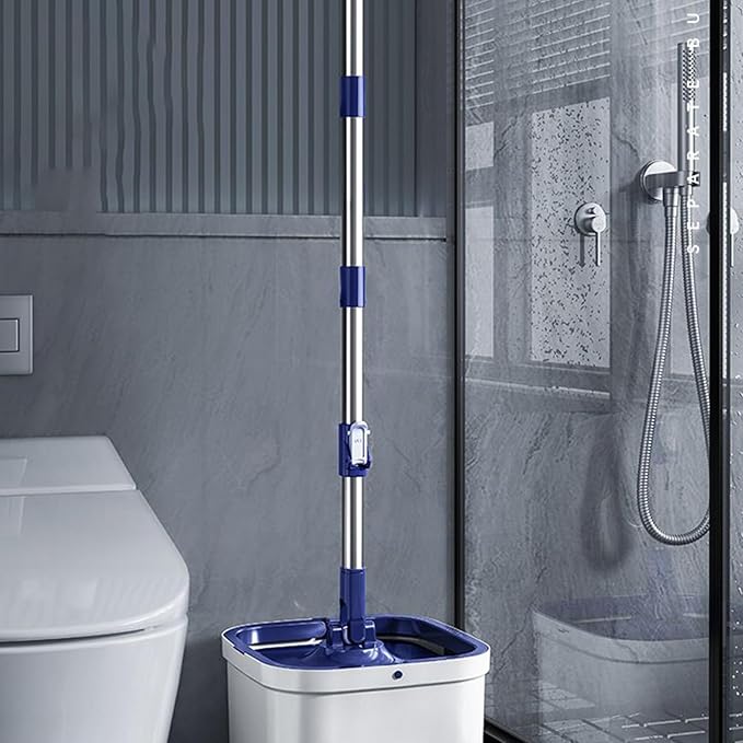 Spin Mop and Bucket Set - Adjustable Rotating Floor Mop | 360 Degree Rotating Floor Cleaner, Non Slip Grip Household Cleaning Mops for Living Room Kitchen Bedroom Dining Room Apartment Basement