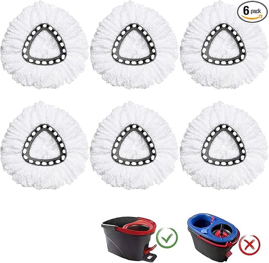 6 Pack Mop Heads Replacement Compatible with O-Ceda EasyWring Spin Mop, Microfiber Spin Mop Refill Easy Cleaning Mop Head Replacement for Floor Cleaning Deep Cleaning for Home Office