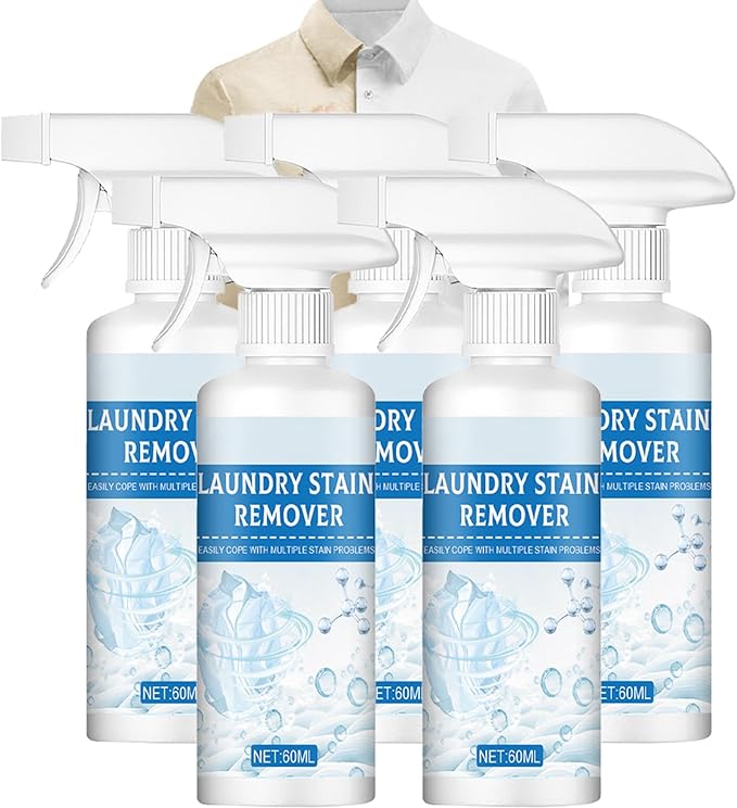 5 Bottles Clothing Emulsifier - Natural Non Ionic Stain Remover, Stains Remover For Clothes Laundry, Powerful Laundry Stain Removers Spray, No Damage Fabric Spot, Suitable For All Clothes (5)