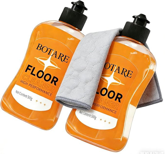 Floor Cleaner Liquid for Mopping, Household Deep Cleaning Solution for Wood,Hardwood,Tile,Laminate,Marble & Porcelain & Bathroom,Orange Scent,17.6 Fl Oz Each(2 Bottles+1 Cleaning Cloth)