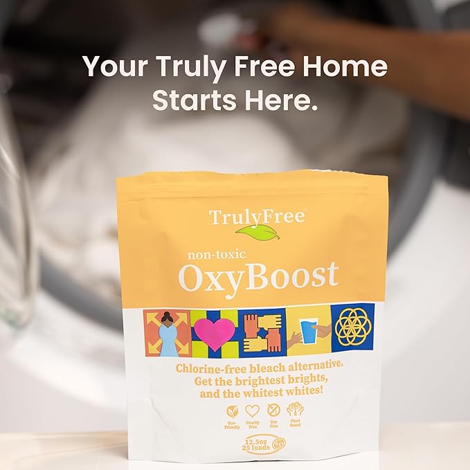Truly Free OxyBoost - Oxygen Whitener & Clothes Stain Remover Laundry Detergent Powder with Sodium Percarbonate - Brightens Whites & Safe for Colors - Non-Chlorine, Gentle Yet Powerful - Pack of 1