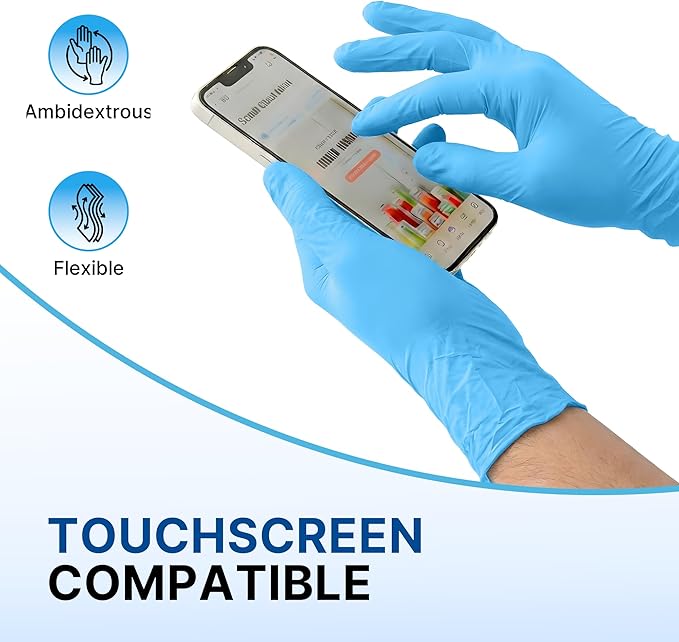 Schneider Nitrile Exam Gloves, 5 Mil, Blue, Latex-Free & Powder-Free Disposable Gloves, Textured Grip, for Medical Exam