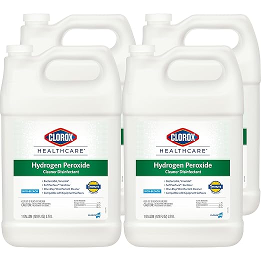 Clorox Healthcare Hydrogen Peroxide Cleaner Disinfectant Refill, Bleach Free, 128 Fluid Ounces, Pack of 4 (Package May Vary)