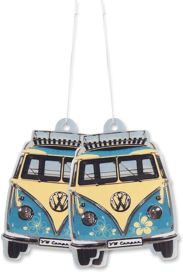 BRISA VW Collection Volkswagen Air Freshener, Room Freshener, Deodorizer for Cars T1 Bus Campervan Motif (Pina Colada/Turquoise/Set of 2)