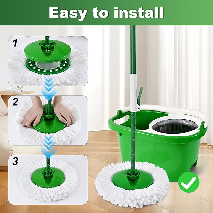 4 Pack Mop Head Replacements for Libman 𝐓𝐨𝐫𝐧𝐚𝐝𝐨 Spin Mop New Version, Washable Refills Compatible with Libman Tornado Spin Mops and Bucket System