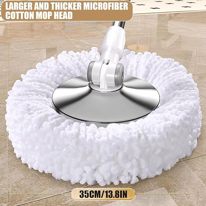 Spin Mop Bucket with Wringer System 360° Swivel Mop Head with 5 Replacement Pads for Floors Cleaning for Hardwood Tile Laminate