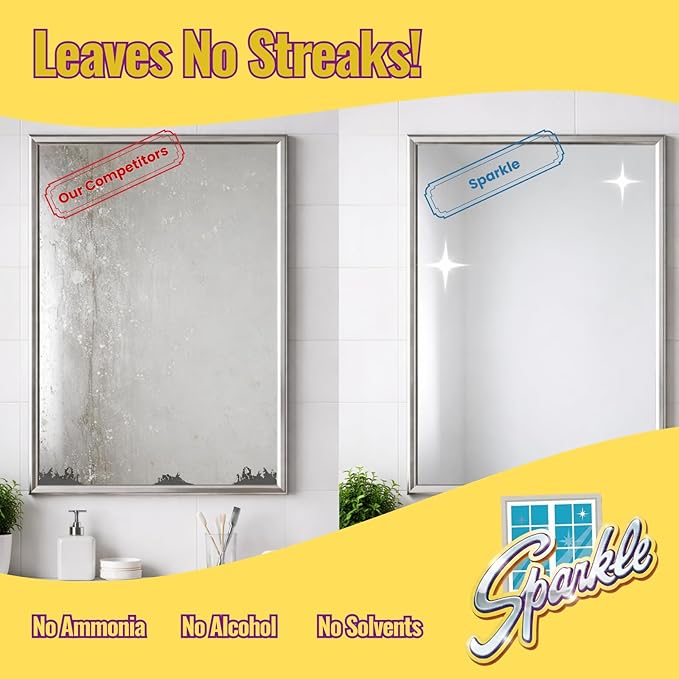 Sparkle Glass Cleaner Spray Bottle & Refill, Ammonia-Free Original Formula Glass Cleaner, Leaves No Streaks, 33.8 FL OZ Spray Bottle & 1 Gallon Refill (Pack of 6)