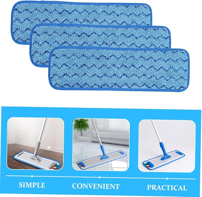 3pcs Microfiber Mop Replacement Pads Reusable Washable Cleaning Cloths for Hardwood Floors Stick Design for Use