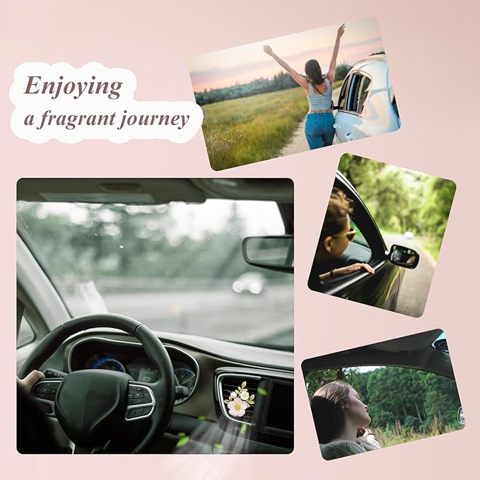 Flower Car Vent Clips 2pcs Pink Daisy Bouquets Flowers Air Freshener Girly Car Decorations Interior Aesthetics for Women Refillable Car Diffuser