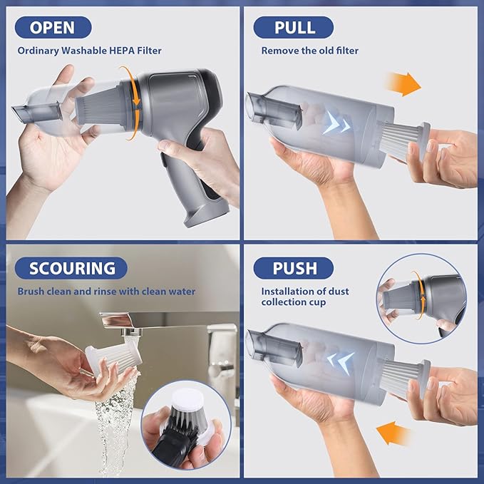 4Pack Replacement Filters Compatible with AOHPEGN, IYOFINE, HRYCF, Piwosa, Houscly, Saker, Sakerplus, Yomile, Fanisic, Ekbas, Seyicot, AUXTUR, WINWEND Vac Etc., 3Pack Hepa and a Steel one.