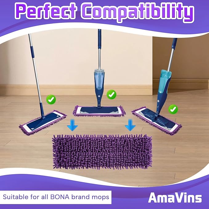 2 Pack Pet System Microfiber Sweeping Pad, Reusable Pet Replacement Mop Pad for Multi-Surface Floors, 18 Inch Washable Cleaning & Dusting Pads, Attracts & Picks Up Pet Hair