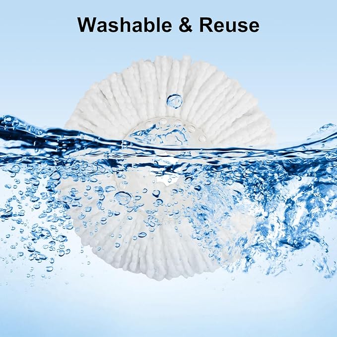 9 Pack Spin Mop Head Replacement Compatible with Hurricane, 6.3" Washable Microfiber Spin Mop Refills for Home Floor Surface Cleaning, 3 pcs White + 3 pcs Green +3 pcs Blue