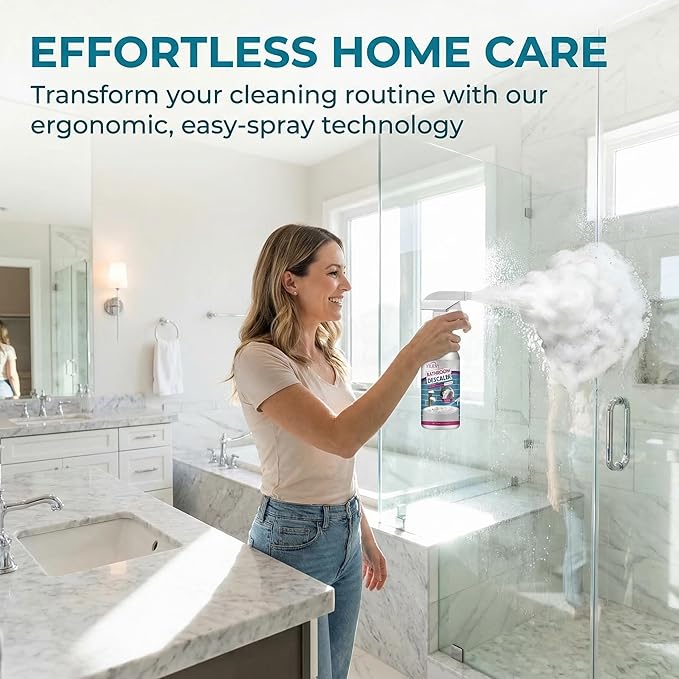 2026 New Multipurpose Bathroom Descaler Foam Cleaner 300ML – No-Rinse Formula with Cleaning Cloth & Sponge, Powerful Limescale Remover for Bathtub, Shower, Taps, Glass, and Tiles