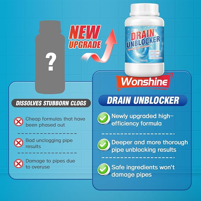 Drain Clog Remover, 260g Sink Drain Cleaner, Pipeline Dredging Agent, fast Dissolves Hair, Grease & Soap Scum, Safe for Pipes Home Use (260g)