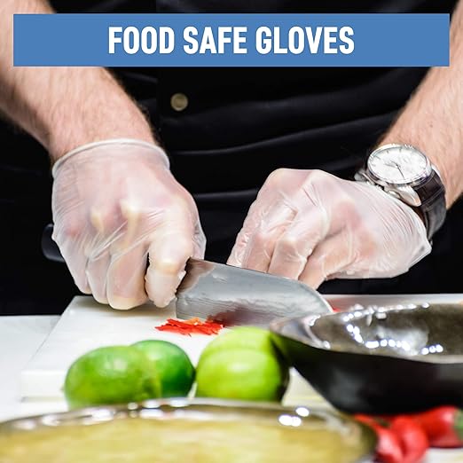 Powder Free Disposable Gloves Medium, [1000 Count] - 4 Mil Clear Vinyl Gloves- Extra Strong, 4 Mil Thick - Latex Free, Food Safe, Medical Exam Gloves, Cleaning Gloves - 10 Boxes of 100