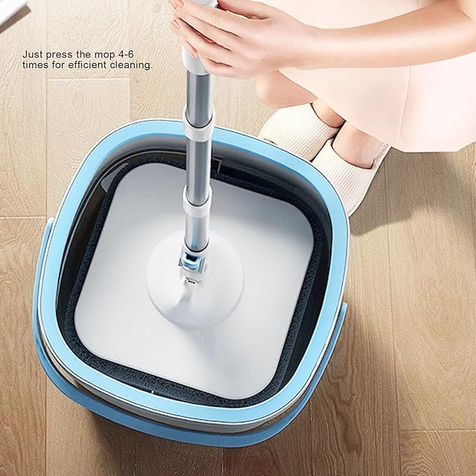 Spin Mop and Bucket Set Self Separation Dirty Clean Water 360 Rotating Self Wringing Square Mop Home Floor Cleaner Spin Mop and Bucket Set