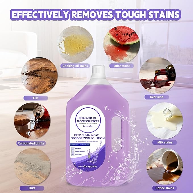Floor Cleaning Solution Compatible with Tineco – 82 FL OZ Lavender Floor Cleaner – Long-Lasting, Fresh & Crisp Scent – For All Cordless Wet/Dry Vacuum Mop Cleaner & Robot Vacuums with Mopping