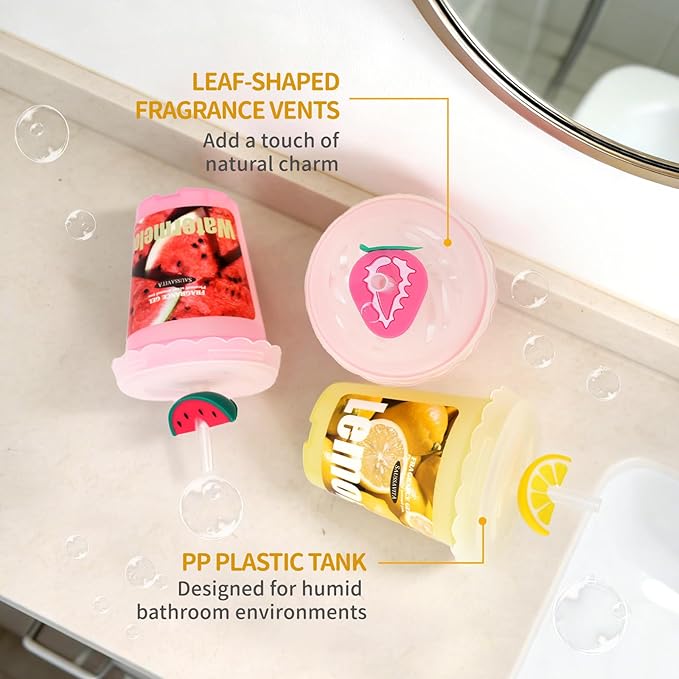 Diffusers for Home Watermelon Scent 2 Pack, Bathroom Diffuser Fruit Cup Shape for Office, Air Freshener Diffuser Gel Leak-Proof Car & Room, Bathroom Scent Diffuser for Friends and Family