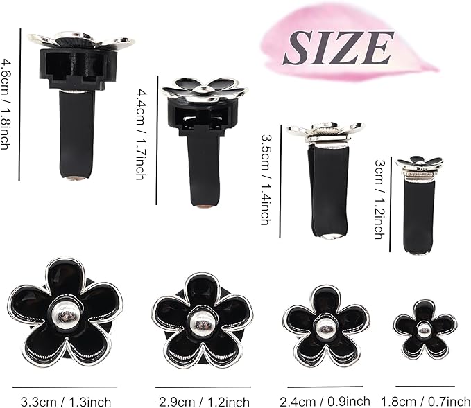 4pcs Cute Daisy Flowers Car Air Freshener Vent Clips,Girly Flowers Car Accessories for Women,4 Sizes Sparkle Black Silver Flower Car Vent Clips,Refillable Clips On Car Diffuser
