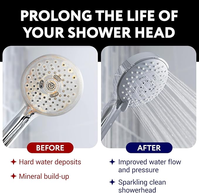 IMPRESA Shower Head Cleaner Solution for Hard Water - 8 fl oz Unscented - Lime Deposit Remover & Descaler for Shower Heads - Restores Water Flow - Made in USA