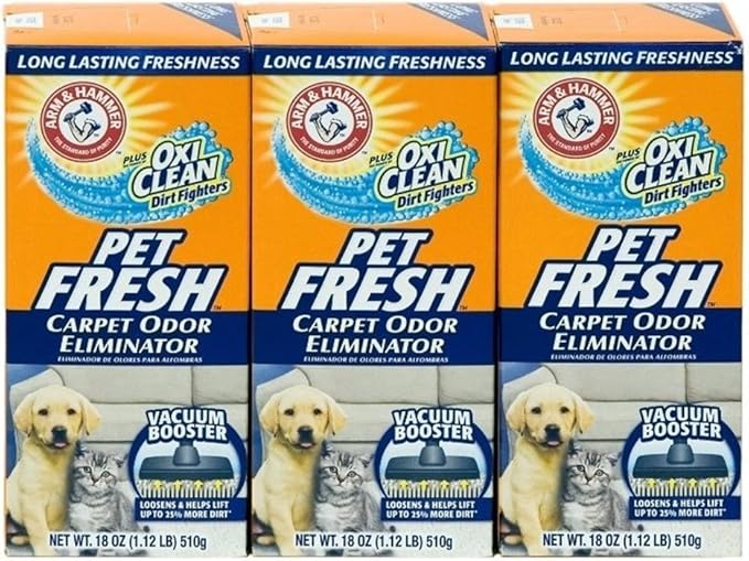 Arm & Hammer Pet Fresh Carpet Odor Eliminator Plus Oxi Clean Dirt Fighters (Pack of 3), 48.9 Ounce