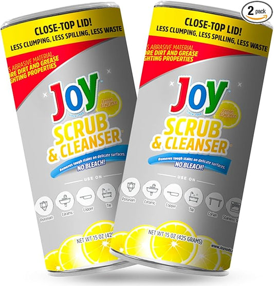 JOY Powder Cleanser Multipurpose Cleaner & Stain Remover - Kitchen, Bathroom & Outdoor Use - On Stainless Steel, Aluminum, Tile, Ceramic, Porcelain, Bronze & More - 15oz (Pack of 2)