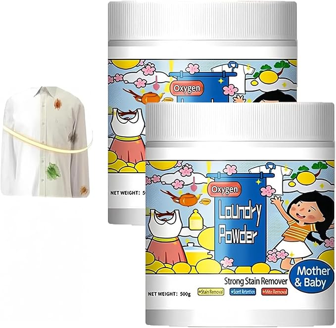 Oxygen Laundry Powder,Both Fizzer Stain Remover,Bath Fizzer Laundry,500g Hyper Concentrated Laundry Detergent,Formula Safe on Everyday Fabrics Removes (2PC)